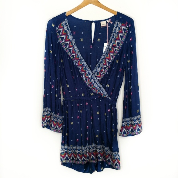 Roxy Pants - Roxy Midnight Clear Placement Tribal Romper XS